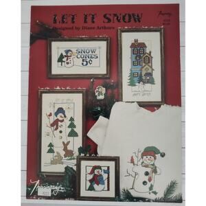 Imagining Let it Snow Cross Stitch Pattern Snowman, Bunny, House, Winter